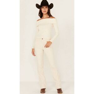 LEVI'S Solid Ivory White HIGH RISE 725 CORDUROY BOOTCUT STRETCH JEANS 27